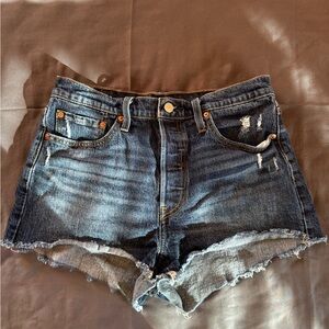 Levi's Blue Distressed Jean Shorts
